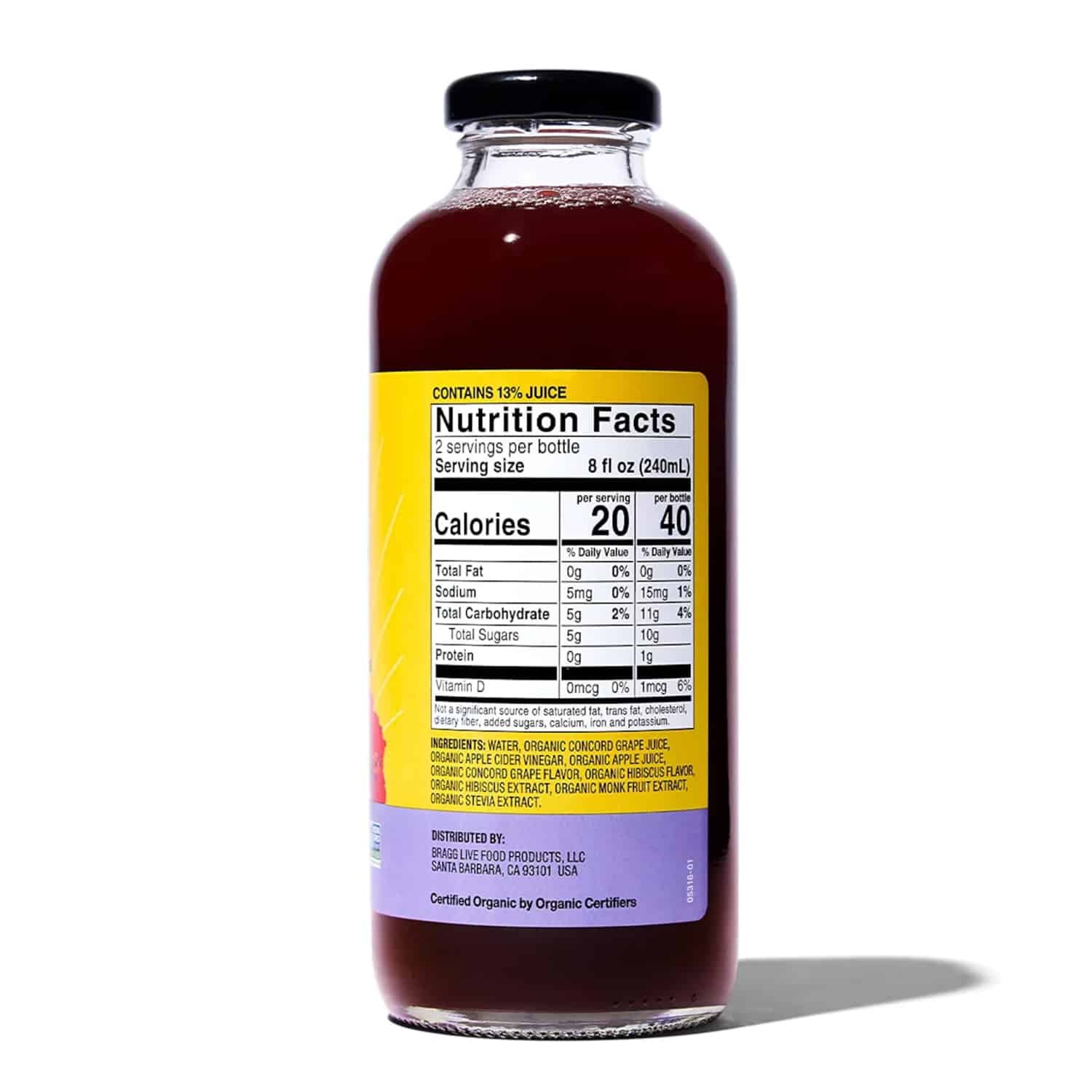 Bragg Organic Apple Cider Vinegar Refresher, Concord Grape & Hibiscus, 16 fl oz - Bild 2