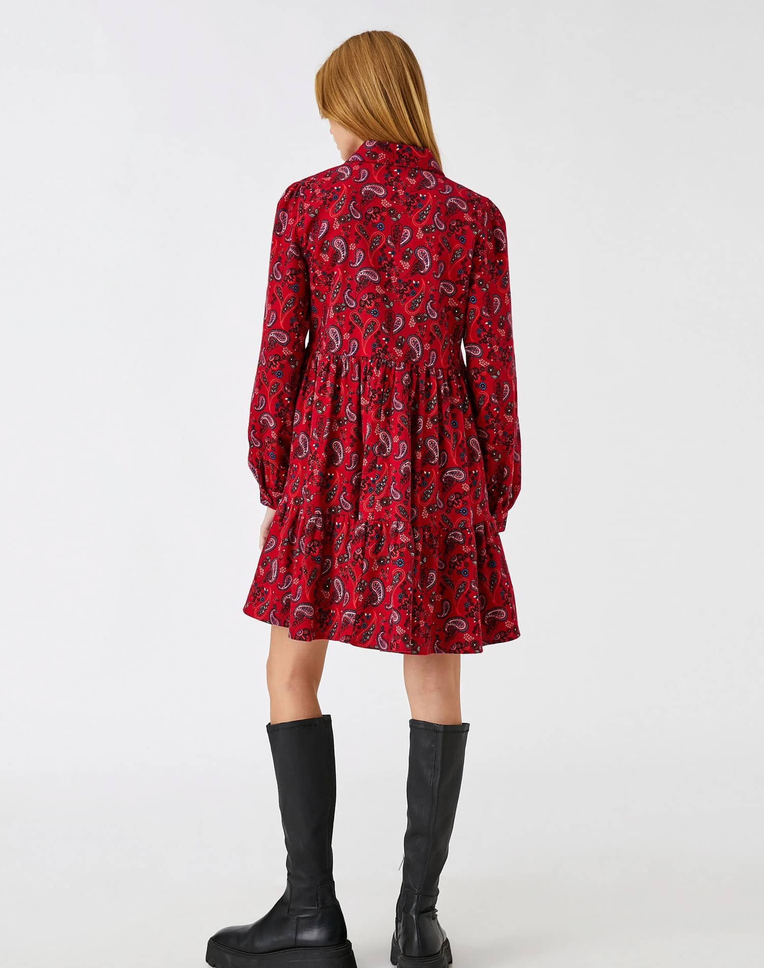 Floral Winter Dress Long Sleeve Ruffle Buttoned - Bild 4